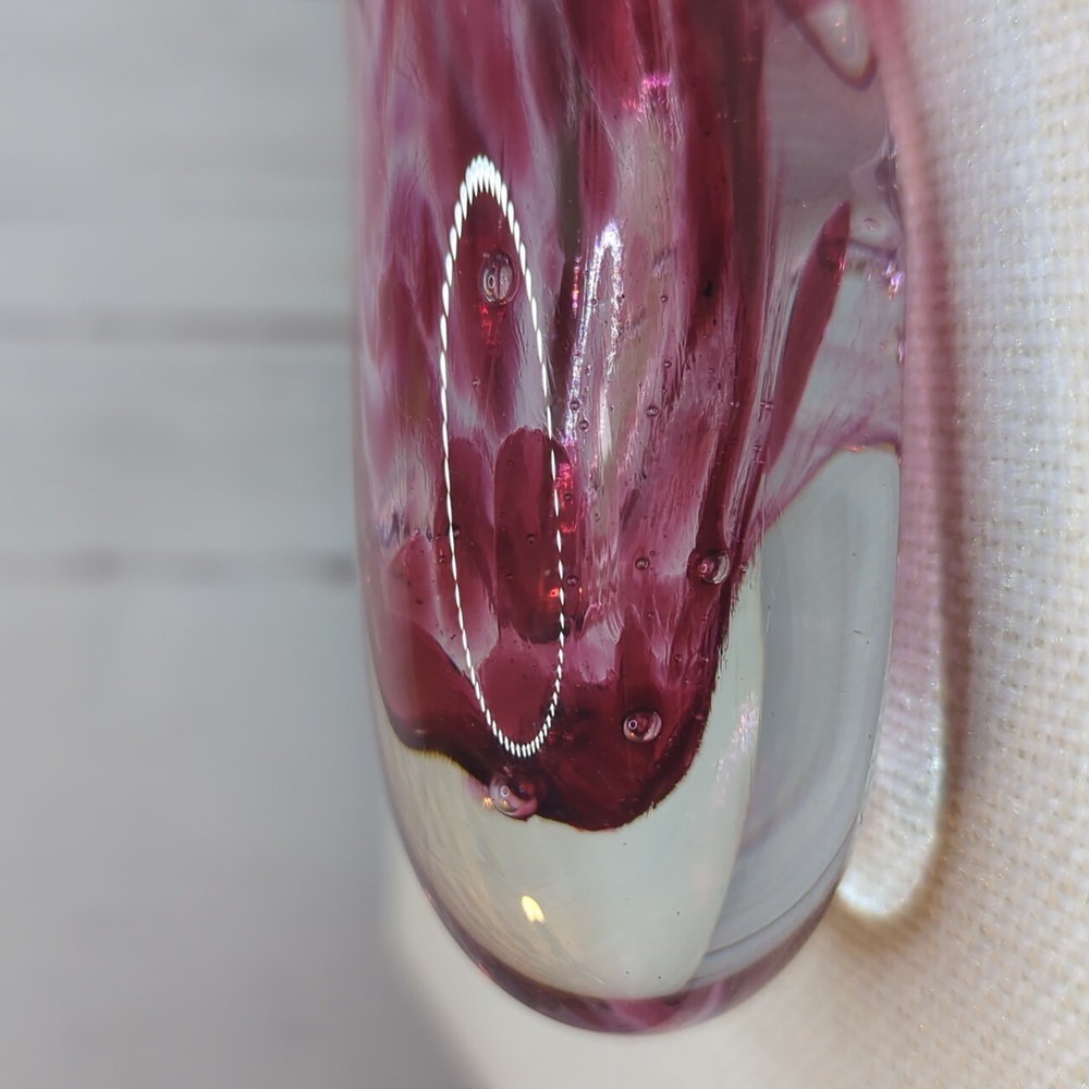 Murano Style Glass Signed Corcoran Whale‎ Clear Cranberry Paperweight Figurine - Picture 6 of 15